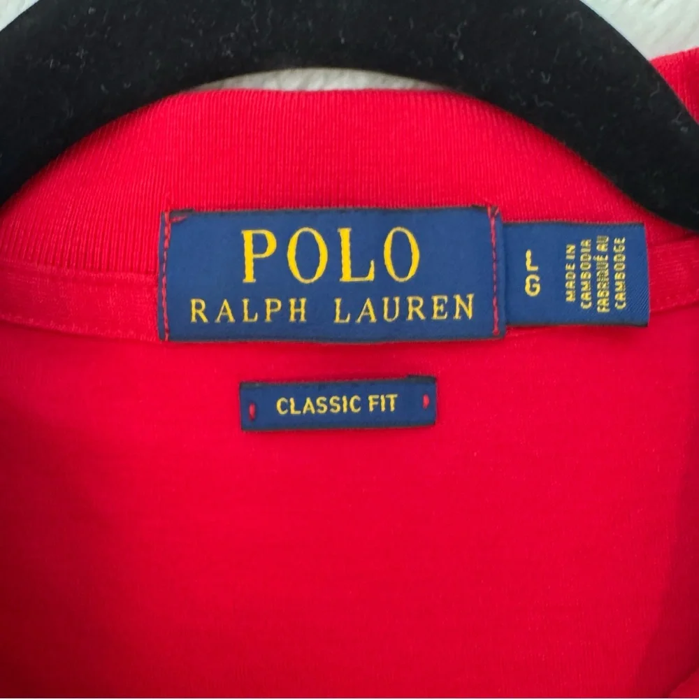 Polo Ralph Lauren‎ Shirt Men’s Large Red Cotton Classic Fit Flesh Pony Casual - Picture 4 of 7